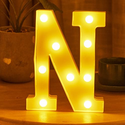 JYB Hopefuture LED Buchstaben 3D Lampe Beleuchtete Buchstabe, Dekorations Nachtlicht Lampe, für Hochzeit, Geburtstag, Party, Weihnachtslampe (N) von JYB Hopefuture