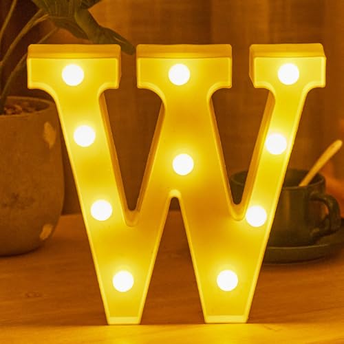 JYB Hopefuture LED Buchstaben 3D Lampe Beleuchtete Buchstabe, Dekorations Nachtlicht Lampe, für Hochzeit, Geburtstag, Party, Weihnachtslampe (W) von JYB Hopefuture