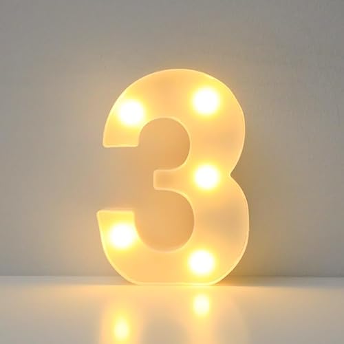 JYB Hopefuture LED Zahlen 3D Lampe Beleuchtete Ziffern, Dekorations Zahlen Nachtlicht Lampe 0 1 2 3 4 5 6 7 8 9, für Hochzeit, Geburtstag, Party, Weihnachtslampe (3) von JYB Hopefuture
