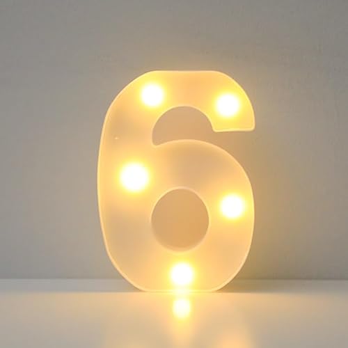 JYB Hopefuture LED Zahlen 3D Lampe Beleuchtete Ziffern, Dekorations Zahlen Nachtlicht Lampe 0 1 2 3 4 5 6 7 8 9, für Hochzeit, Geburtstag, Party, Weihnachtslampe (6) von JYB Hopefuture