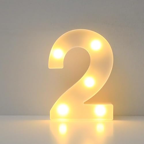 JYB Hopefuture LED Zahlen 3D Lampe Beleuchtete Ziffern, Dekorations Zahlen Nachtlicht Lampe 0 1 2 3 4 5 6 7 8 9, für Hochzeit, Geburtstag, Party, Weihnachtslampe (2) von JYB Hopefuture
