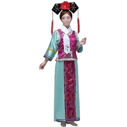 JYHBHMZG Chinesisches Traditionskostüm für Damen Qing-Dynastie-Kostüm chinesische Kleidung mit Hut Damenkostüm Red Vest EN8 Gown XS von JYHBHMZG