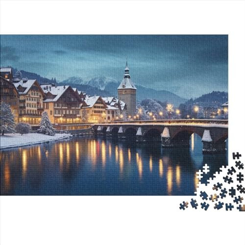 1000 Teile Puzzle Schweiz Weihnachten für Erwachsene Kinder Holzpuzzle Lernspielzeug 1000 Teile (75x50cm) von JYJLRJ