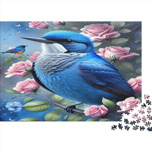 1000 Teile Puzzle mit blauem Vogel für Erwachsene und Kinder, kreatives rechteckiges Puzzle, Holzpuzzle, lustiges Lernspielzeug, 1000 Teile (75 x 50 cm) von JYJLRJ