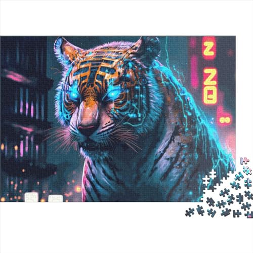 1000 Teile Puzzles Tiger Holzpuzzles Anspruchsvolles Spiel Quadratische Puzzles für Erwachsene und Kinder 1000 Teile (75 x 50 cm) von JYJLRJ