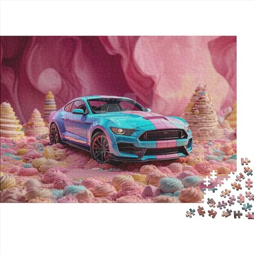 1000-teiliges Puzzle, Bunte Supersportwagen für Erwachsene und Kinder, Holzpuzzle, Lernspielzeug, 1000 Teile (75 x 50 cm) von JYJLRJ