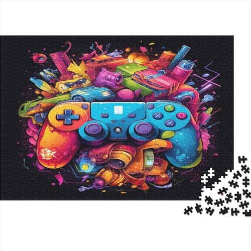 1000-teiliges Puzzle, Game-Controller-Muster für Erwachsene und Kinder, Holzpuzzle, Lernspielzeug, 1000 Teile (75 x 50 cm) von JYJLRJ