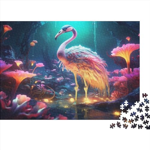 1000-teiliges Puzzle, Neon-Flamingo, für Erwachsene und Kinder, Holzpuzzle, Lernspielzeug, 1000 Teile (75 x 50 cm) von JYJLRJ