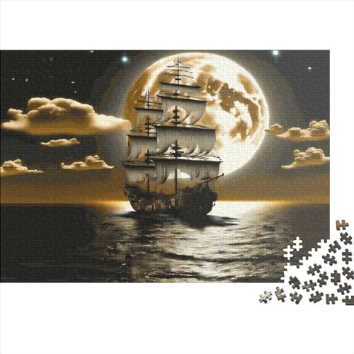 1000-teiliges Puzzle, Piratenschiff für Erwachsene und Kinder, Holzpuzzle, Lernspielzeug, 1000 Teile (75 x 50 cm) von JYJLRJ