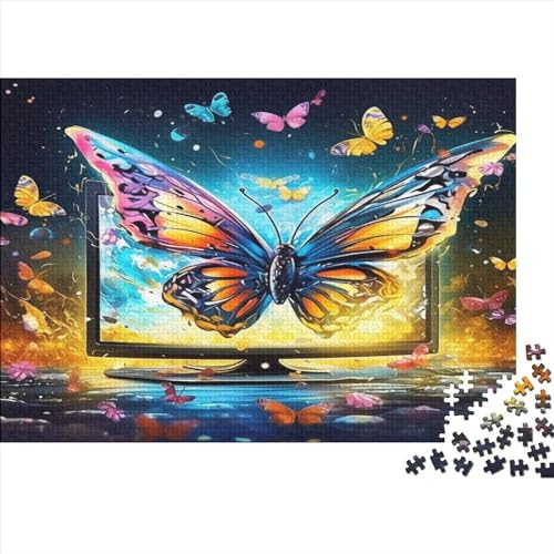 1000-teiliges Puzzle, bunter Schmetterling, für Erwachsene, Kinder, Holzpuzzle, Lernspielzeug, 1000 Teile (75 x 50 cm) von JYJLRJ