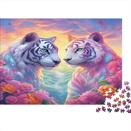 1000-teiliges Puzzle, weißer Tiger, für Erwachsene, Kinder, Holzpuzzle, Lernspielzeug, 1000 Teile (75 x 50 cm) von JYJLRJ