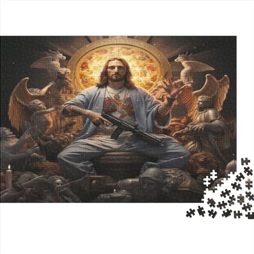 1000-teiliges Puzzle für Erwachsene, Jesus-Geschenke, kreative rechteckige Puzzles, Holzpuzzle 1000 Teile (75 x 50 cm) von JYJLRJ