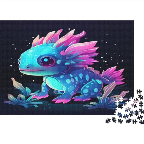 1000-teiliges Puzzle für Erwachsene, Neon-Axolotl-Geschenke, kreative rechteckige Puzzles, Holzpuzzle 1000 Teile (75 x 50 cm) von JYJLRJ