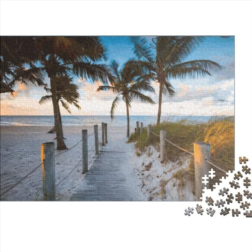 300-teiliges Puzzle für Erwachsene, Strand-Sonnenuntergang-Geschenke, kreative rechteckige Puzzles, Holzpuzzle 300 Teile (40 x 28 cm) von JYJLRJ