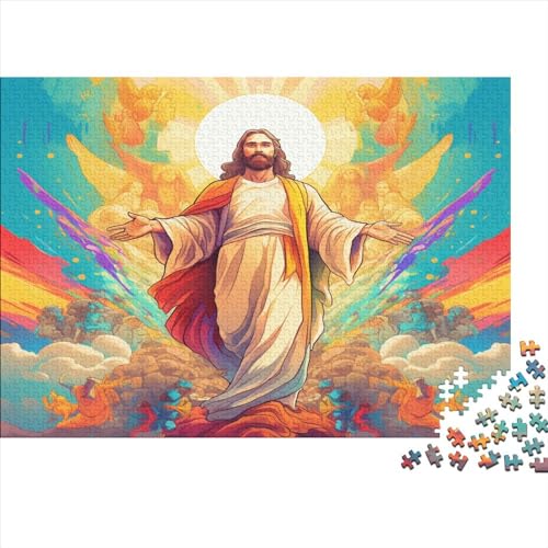 500-teiliges Puzzle für Erwachsene, Jesus-Geschenke, kreative rechteckige Puzzles, Holzpuzzle 500 Teile (52 x 38 cm) von JYJLRJ