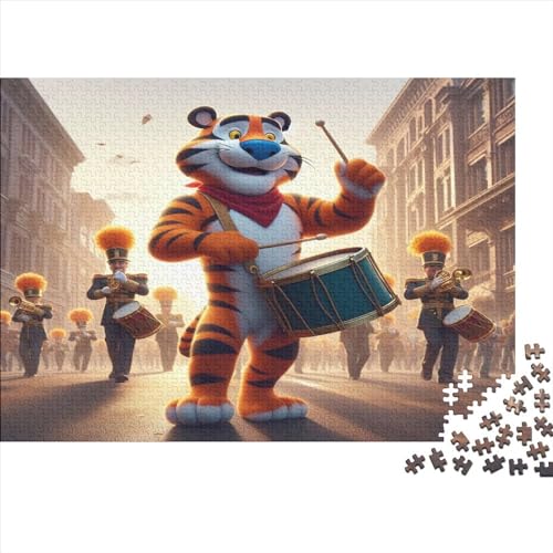500-teiliges Puzzle für Erwachsene, Tiger-Trommeln, Geschenke, kreative rechteckige Puzzles, Holzpuzzle 500 Teile (52 x 38 cm) von JYJLRJ