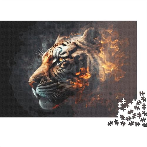 Animal Tiger Gifts 500-teiliges Puzzle für Erwachsene – Holzpuzzles – Entspannungspuzzlespiele – Denksport-Puzzle 500 Teile (52 x 38 cm) von JYJLRJ