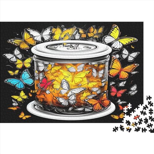 Buntes Schmetterlings-Holzpuzzle für Erwachsene, 500-teiliges Puzzle, rechteckiges Puzzle, Geschenke für Erwachsene, Spiel 500 Stück (52 x 38 cm) von JYJLRJ