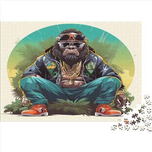 DJ Gorilla Gifts 1000-teiliges Puzzle für Erwachsene – Holzpuzzles – Relax-Puzzlespiele – Denksport-Puzzle 1000 Teile (75 x 50 cm) von JYJLRJ