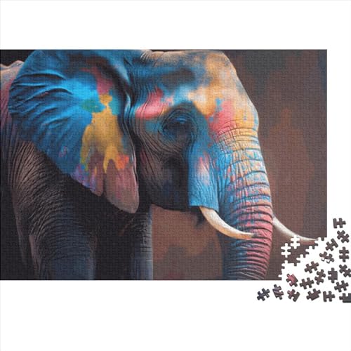 Elefantengeschenke 500-teiliges Puzzle für Erwachsene – Holzpuzzles – Entspannungspuzzlespiele – Denksport-Puzzle 500 Teile (52 x 38 cm) von JYJLRJ