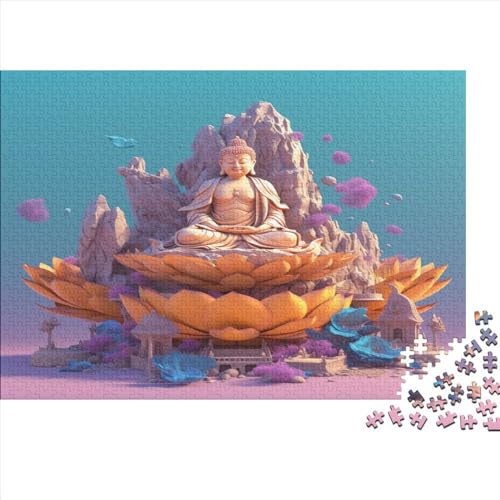 Figur des Buddha, 1000-teiliges Puzzle für Erwachsene, kreatives rechteckiges Holzpuzzle, Geschenk für Freunde und Familie, 1000 Teile (75 x 50 cm) von JYJLRJ