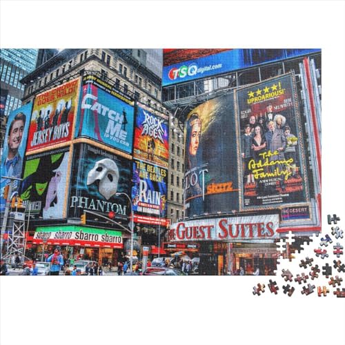 Kreative rechteckige Puzzles für Erwachsene, 1000 Teile, New York City, Holzpuzzle, praktisches Spiel, Familiendekoration, 1000 Teile (75 x 50 cm) von JYJLRJ