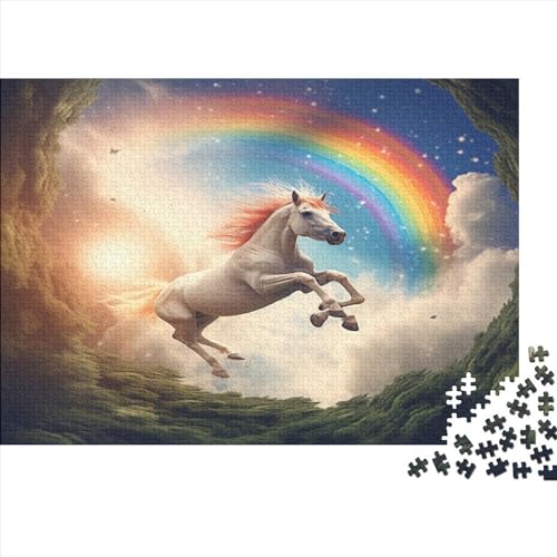 Kreatives Einhorn-Fliegen-Geschenk, Holz, 1000 Teile, Puzzle für Erwachsene, rechteckiges Puzzle, Gehirnübung, Herausforderungsspiel, 1000 Teile (75 x 50 cm) von JYJLRJ