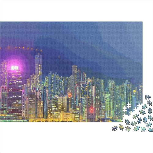 Kreatives Hongkong-Puzzle für Erwachsene, 1000 Teile, Puzzles für Kinder, Familie, herausfordernde Spiele, Spielzeug, Geschenke, 1000 Teile (75 x 50 cm) von JYJLRJ