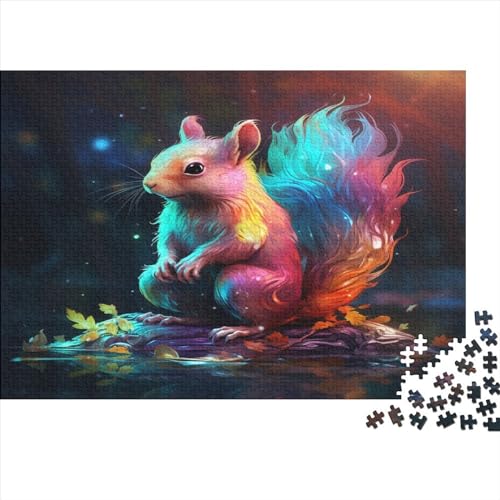 Kreatives Neon-Eichhörnchen-Puzzle für Erwachsene, 1000-teiliges Puzzle für Kinder, Familie, herausfordernde Spiele, Spielzeug, Geschenke, 1000 Teile (75 x 50 cm) von JYJLRJ