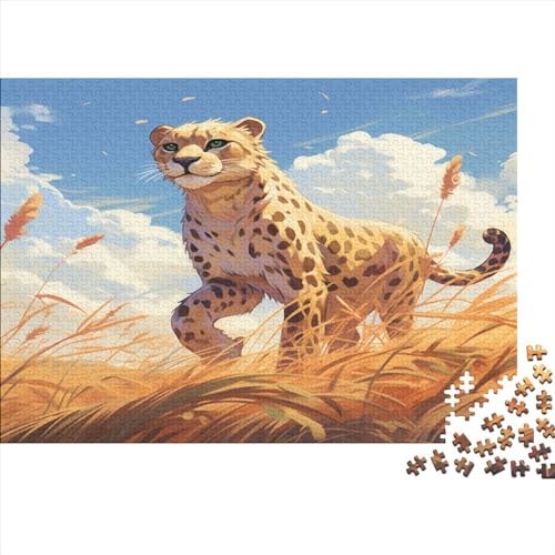 Kreatives Prärie-Gepard-Geschenk aus Holz, 500 Teile, Puzzle für Erwachsene, rechteckiges Puzzle, Gehirnübungs-Herausforderungsspiel, 500 Teile (52 x 38 cm) von JYJLRJ