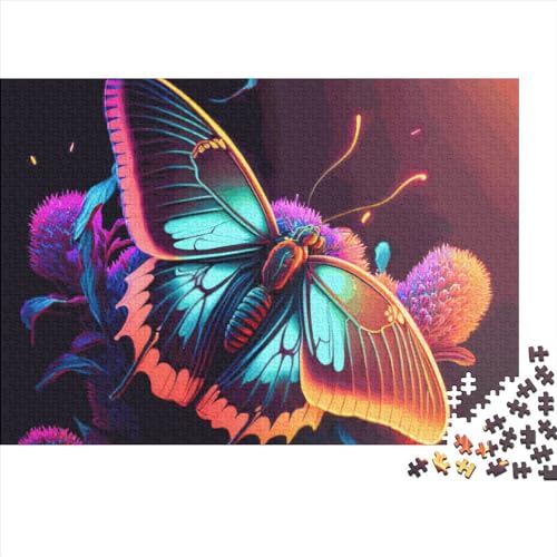 Kreatives Schmetterlingsnacht-Geschenk aus Holz, 1000 Teile, Puzzle für Erwachsene, rechteckiges Puzzle, Gehirnübungs-Herausforderungsspiel, 1000 Teile (75 x 50 cm) von JYJLRJ