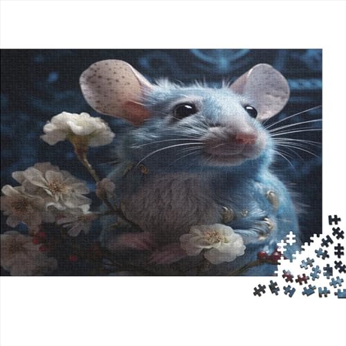 Kreatives blaues Maus-Geschenk aus Holz, 1000 Teile, Puzzle für Erwachsene, rechteckiges Puzzle, Gehirnübungs-Herausforderungsspiel, 1000 Teile (75 x 50 cm) von JYJLRJ