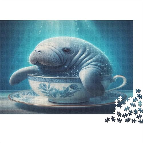 Puzzle für Erwachsene, 1000 Teile, Manatee – Tee-Puzzle, kreatives rechteckiges Puzzle, Dekompressionsspiel, 1000 Teile (75 x 50 cm) von JYJLRJ