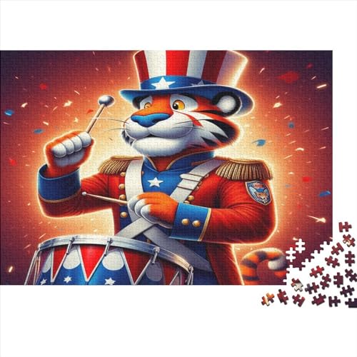 Puzzle für Erwachsene, 1000 Teile, Tiger-Trommeln-Puzzle, kreatives rechteckiges Puzzle, Dekompressionsspiel, 1000 Teile (75 x 50 cm) von JYJLRJ