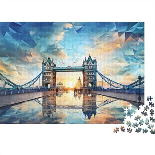 Puzzle für Erwachsene, 500 Teile, London Bridge-Puzzle, kreatives rechteckiges Puzzle, Dekompressionsspiel, 500 Teile (52 x 38 cm) von JYJLRJ