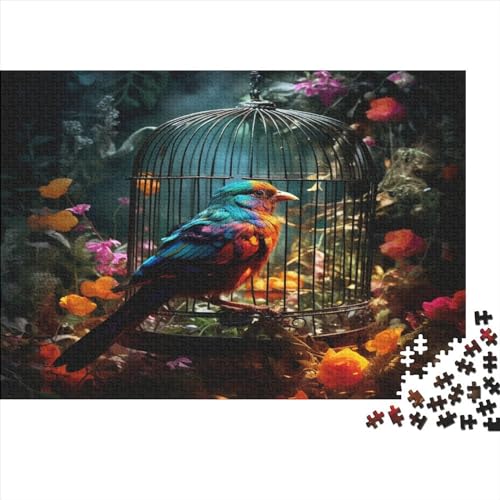 Puzzle mit Vogelkäfig-Tieren, 1000 Teile, kreatives rechteckiges großes Familienpuzzlespiel, Kunstwerk für Erwachsene, 1000 Teile (75 x 50 cm) von JYJLRJ