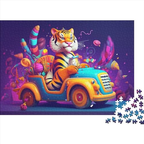 Puzzles 1000 Teile für Erwachsene, buntes Tiger-Puzzle, Holzbrettpuzzles, Familiendekoration, 1000 Teile (75 x 50 cm) von JYJLRJ