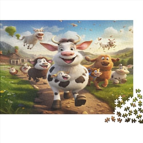 Puzzles für Erwachsene, 1000 Teile, Bauernhoftiere, Geschenk, Holzbrettpuzzles für Erwachsene, lustig, 1000 Teile (75 x 50 cm) von JYJLRJ