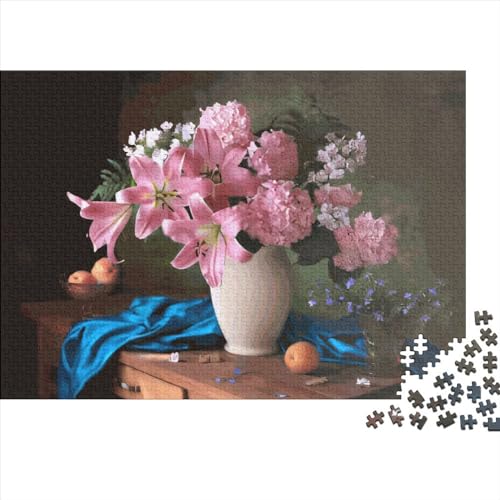 Puzzles für Erwachsene, 1000 Teile, Hortensien und Lilien, Geschenk, Holzbrettpuzzles für Erwachsene, lustig, 1000 Teile (75 x 50 cm) von JYJLRJ