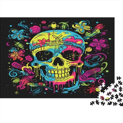 Skull Patten 300-teiliges Puzzle für Erwachsene, kreatives rechteckiges Holzpuzzle, Geschenk für Freunde und Familie, 300 Teile (40 x 28 cm) von JYJLRJ