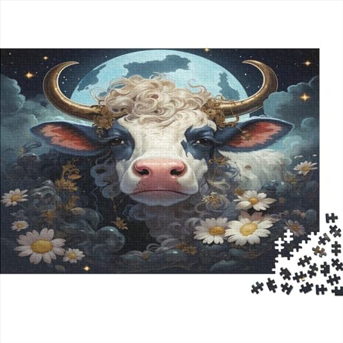 Sleep_Cow 300-teiliges Puzzle für Erwachsene, kreatives rechteckiges Holzpuzzle, Geschenk für Freunde und Familie, 300 Teile (40 x 28 cm) von JYJLRJ