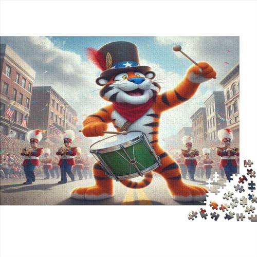 Tiger-Trommeln-Puzzle für Erwachsene, 1000-teiliges Spielzeug, Familien-Puzzlespiele, Geburtstagsgeschenke, Puzzle für Jungen und Mädchen, 1000 Teile (75 x 50 cm) von JYJLRJ