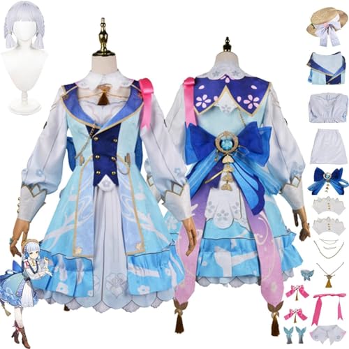 JYMTYCWG Game Genshin Impact Kamisato Ayaka Cosplay Costume Outfit Anime Springbloom Missive Blue Dress Halloween For Fans von JYMTYCWG