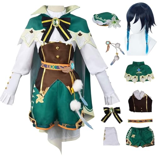 JYMTYCWG Genshin Impact Venti Cosplay Barbatos Outfits Role Play Complete Set Costume for Halloween Carnival for Anime Fans von JYMTYCWG