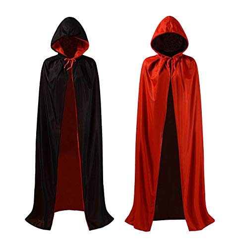 MAKFORT Umhang Schwarz Rot Doppelseitig Mit Kapuze Umhang Erwachsener Für Cosplay Halloween Kostüm von MAKFORT