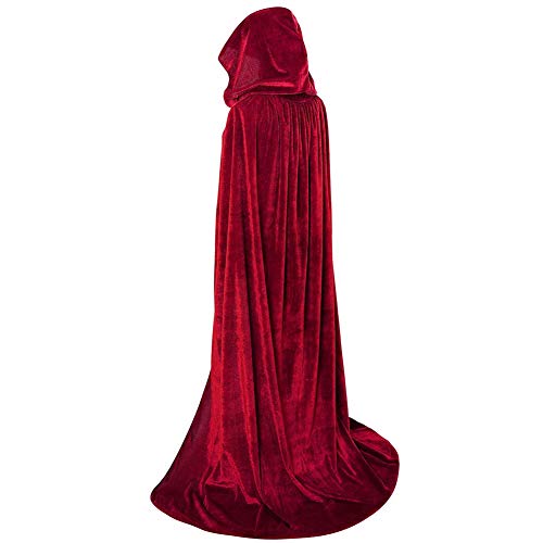 JYOHEY Umhang Schwarz Rot Samt Umhang Lang Mit Kapuze Umhang Für Halloween Kostüm Zauberer Vampir Kostüm Erwachsene Unisex JYOHEY Umhang Schwarz Rot Samt Umhang Lang Mit Kapuze Umhang Für Halloween Kostüm Zauberer Vampir Kostüm Erwachsene Unisex von JYOHEY