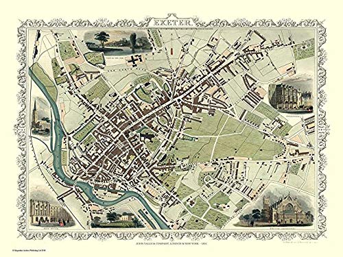 JYTD 1000-teiliges Puzzle - Karte von Exeter 1851 von John Tallis 75 * 50CM von JYTD
