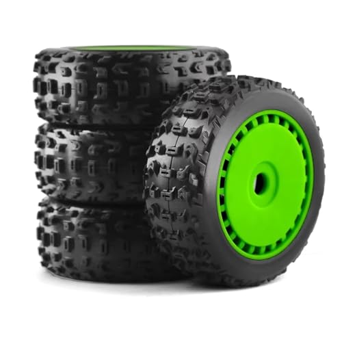 JYYTERD Kompatibel Mit ARRMA Für Trxs Für Redcat Für Team Für Losi Für Kyosho Für VRX 1:8 RC Car Off-Road 116 Mm Für Buggy-Reifen Rad 17 Mm Sechskant RC Auto Reifen(Green,A) von hjuink