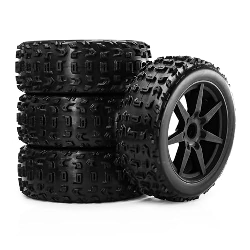 JYYTERD Kompatibel Mit ARRMA Für Typhon Für Talion Für Team Für Kyosho Für WR8 Für HSP 1/8 RC Auto 118 Mm Off-Road Für Buggy-Reifen Rad 17 Mm Sechskant RC Auto Reifen(Black) von hjuink