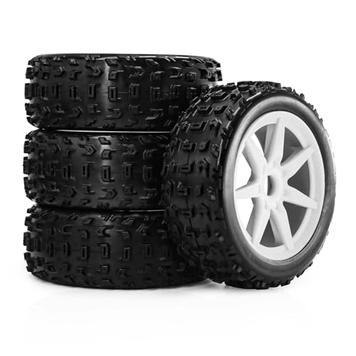JYYTERD Kompatibel Mit ARRMA Für Typhon Für Talion Für Team Für Kyosho Für WR8 Für HSP 1/8 RC Auto 118 Mm Off-Road Für Buggy-Reifen Rad 17 Mm Sechskant RC Auto Reifen(White) von JYYTERD